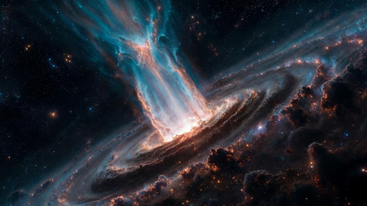 Galaxy Dormant for 100 Million Years — Then a “Cosmic Volcano” Black Hole Exploded, Launching Million‑Light‑Year Jets