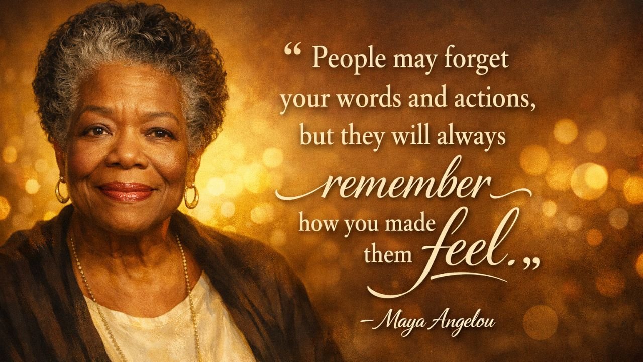 Maya Angelou Quote: People may forget your words and actions, but they will always remember how you made them feel